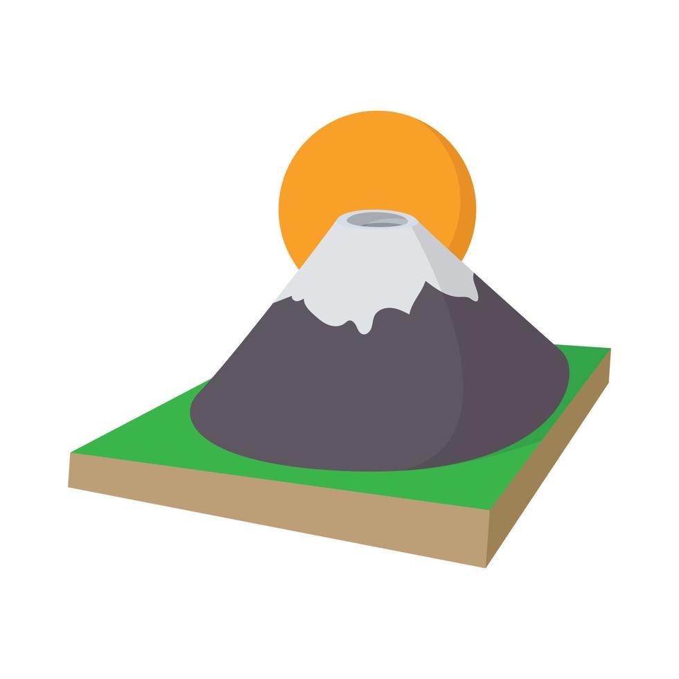 Mount Fuji icon, cartoon style vector