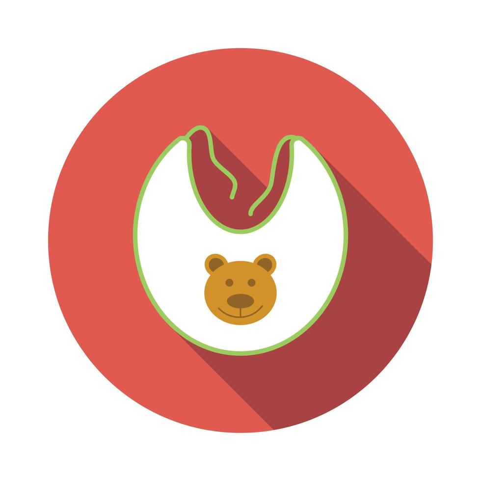 babero de bebé con icono de oso, estilo plano vector