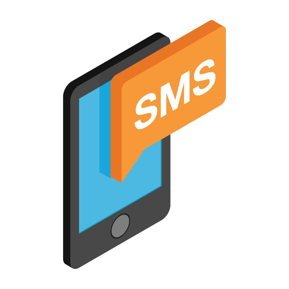 Smartphone smsisometric 3d icon vector