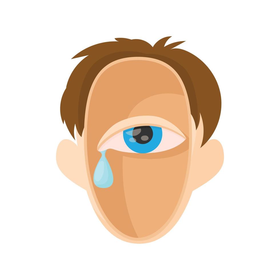 Head with eye crying icon, cartoon style vector