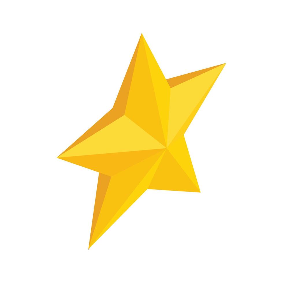 Gold star icon, isometric 3d style vector