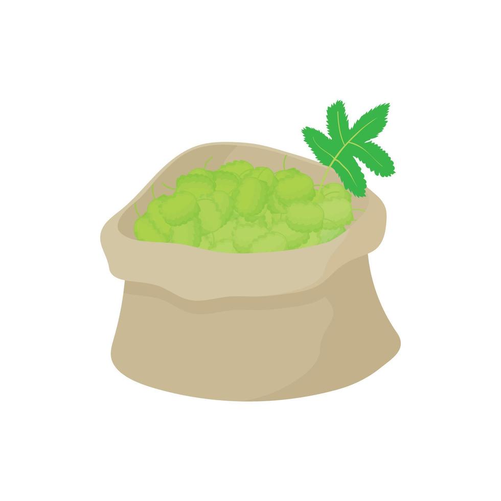 Sack of hops icon, cartoon style vector