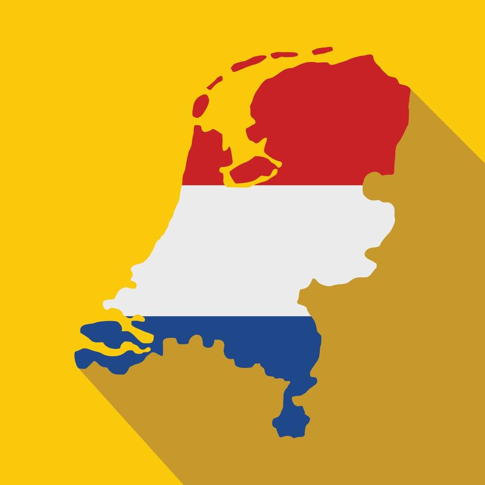 mapa de países bajos con el icono de la bandera holandesa vector