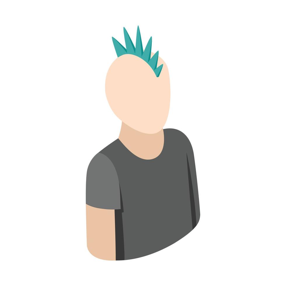 Punk guy icon, isometric 3d style vector