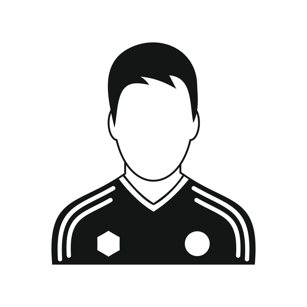 jugador de fútbol icono simple negro vector