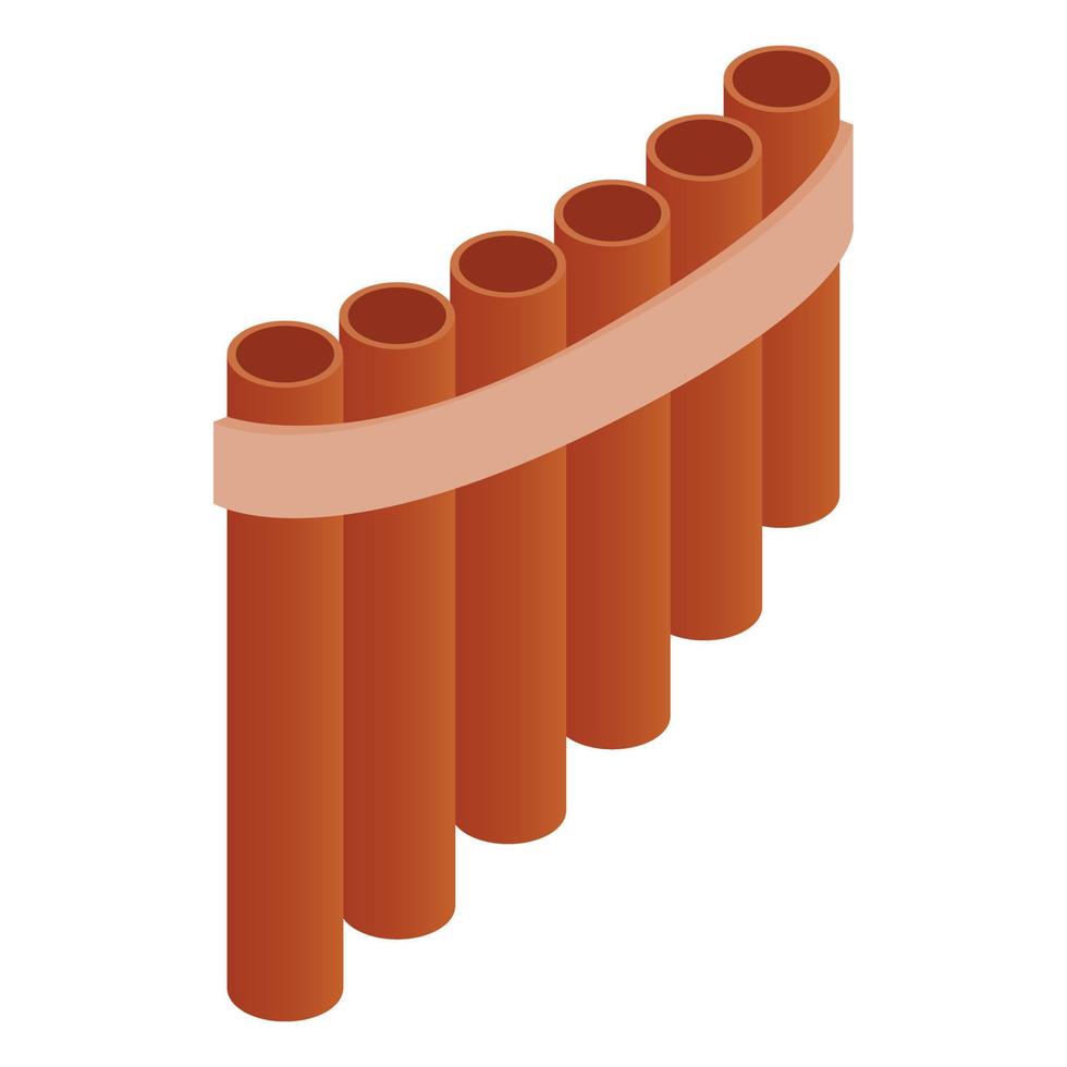 Pan flute icon, isometric 3d style vector