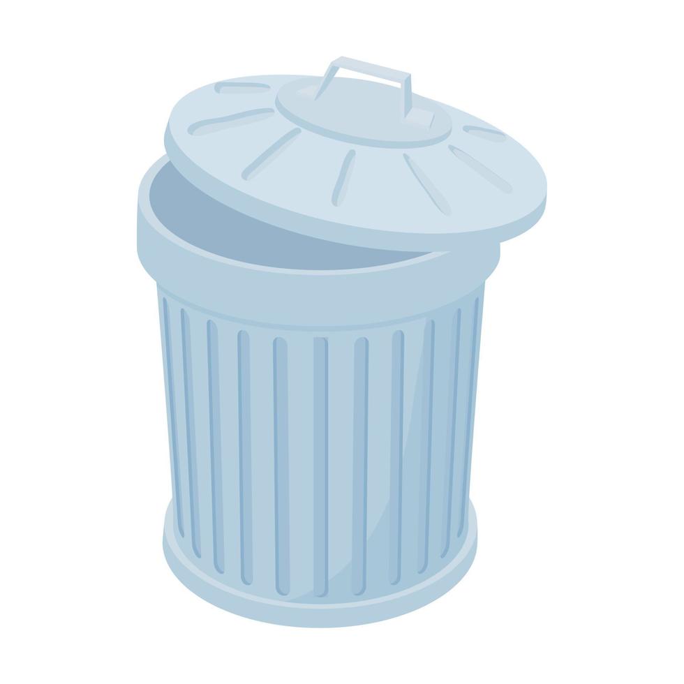 Grey trash can icon, cartoon style vector