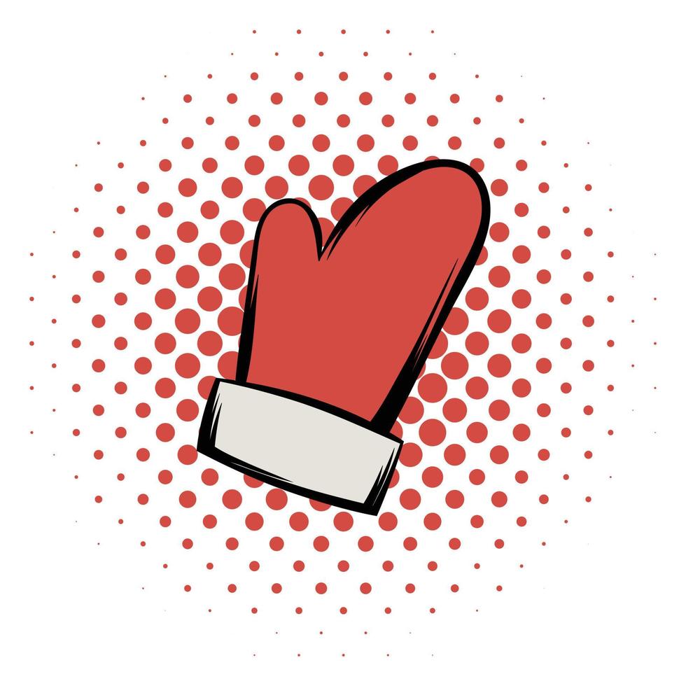 Red mitten comics icon vector