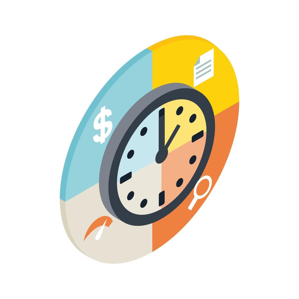 Time management icon, isometric 3d style vector