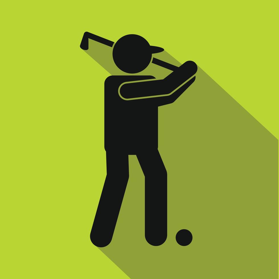 icono plano de silueta de golfista vector