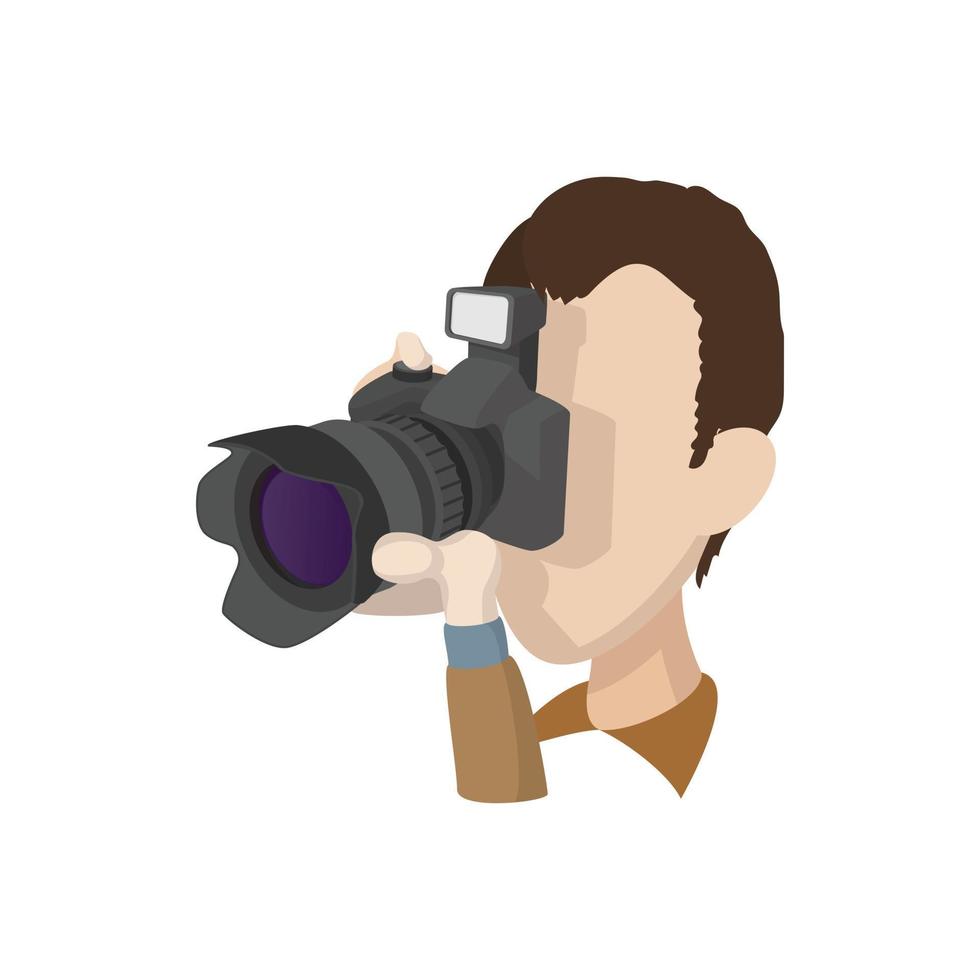 Photographer icon, cartoon style vector