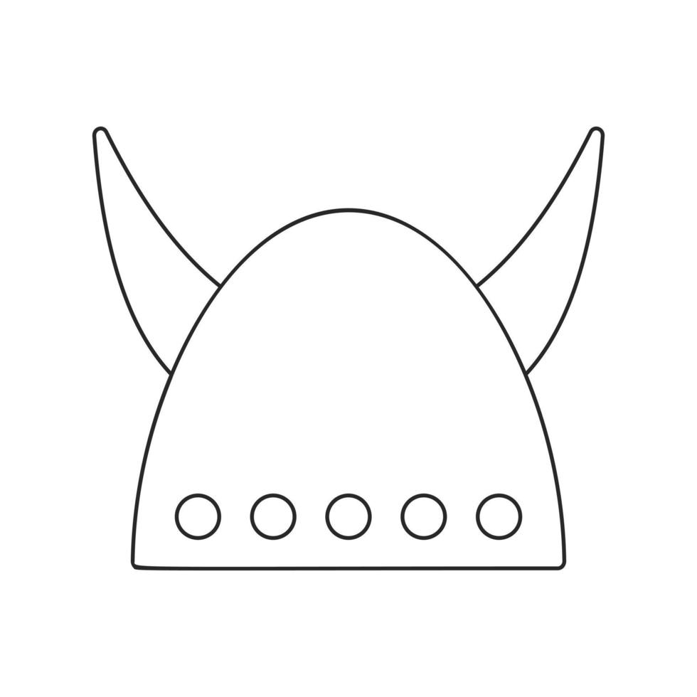 casco vikingo con grandes cuernos icono de línea delgada vector