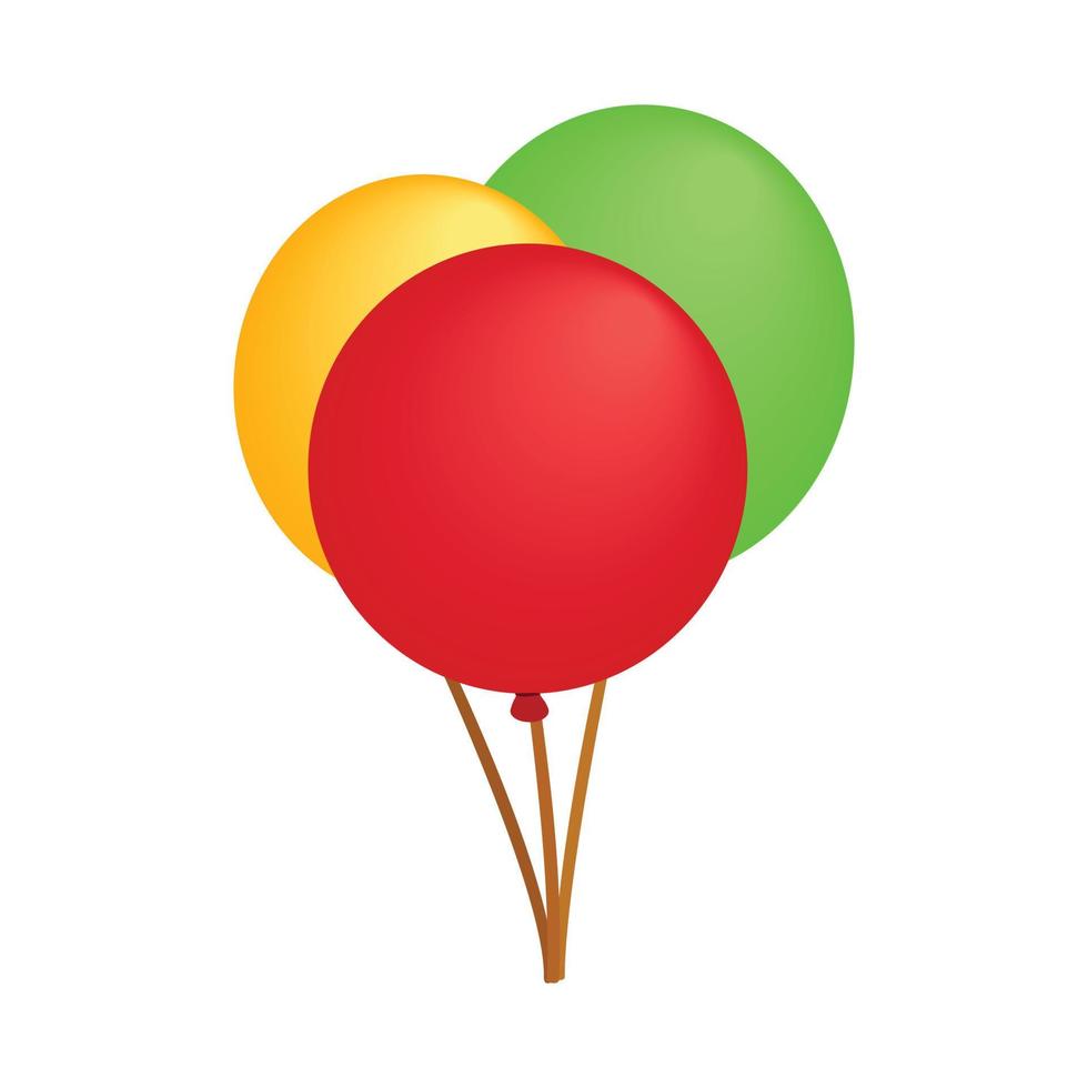 3 party balloons isometric 3d icon vector