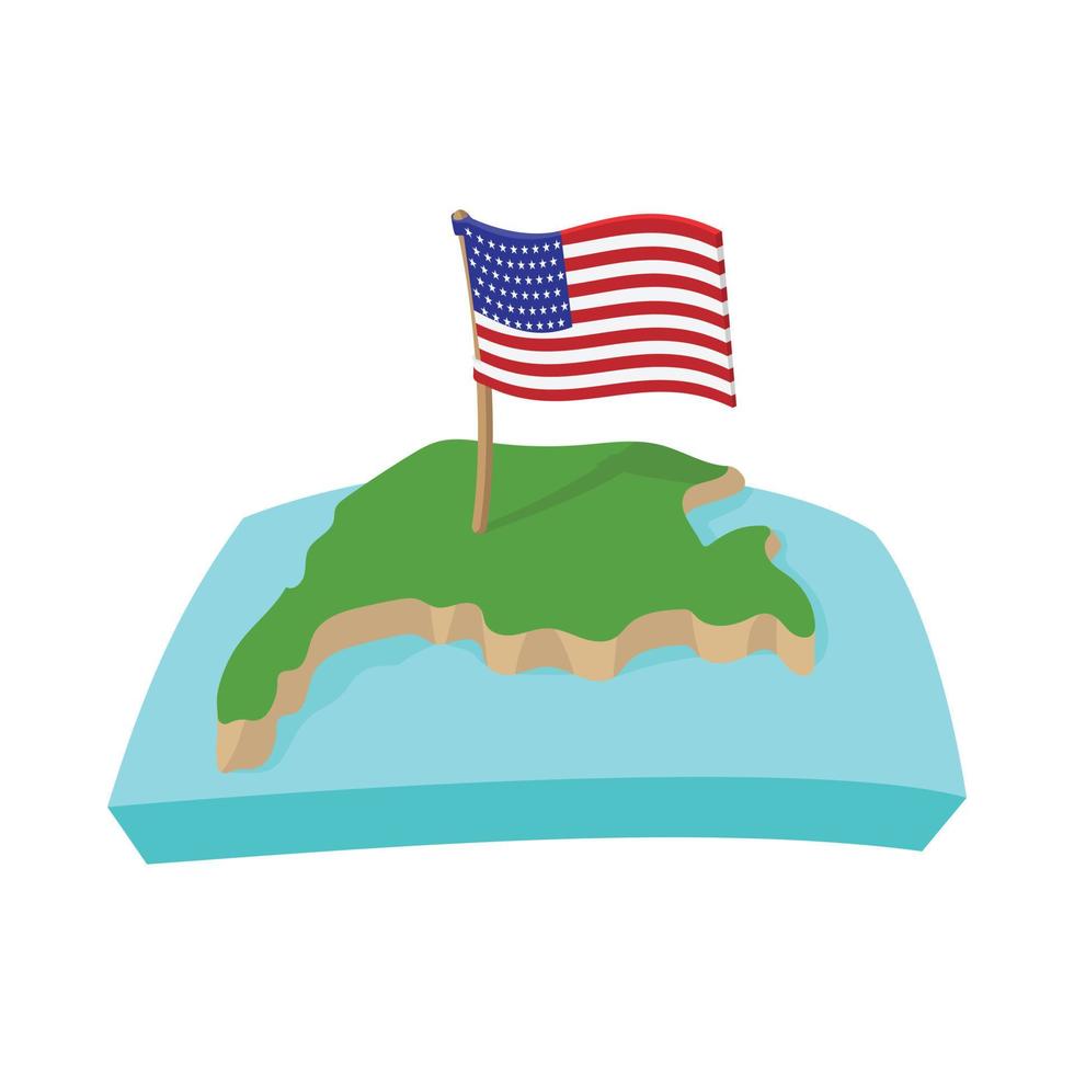 USA map with flag icon, cartoon style vector