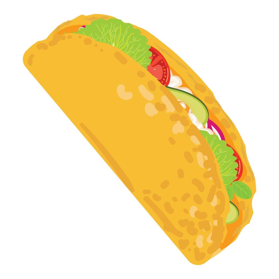 vector de dibujos animados de icono de taco picante. comida mexicana