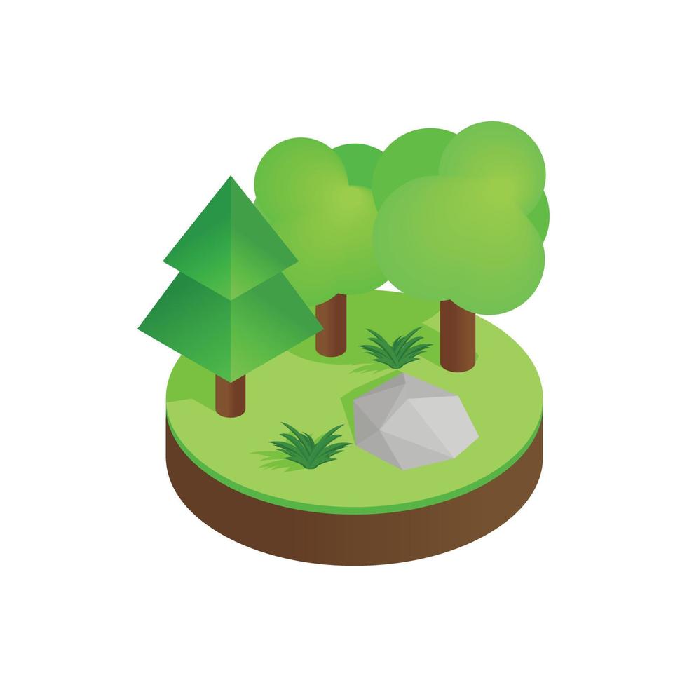 Green forest isometric 3d icon vector