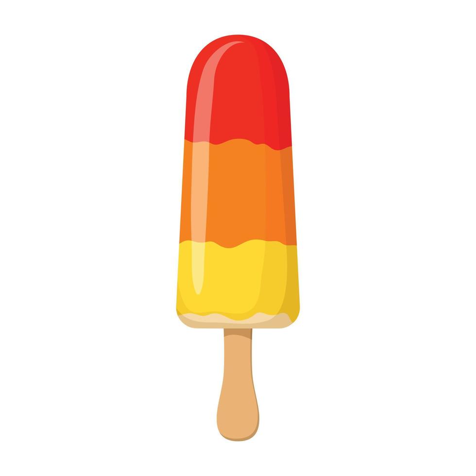 Strawberry ice cream on stick icon, cartoon style vector
