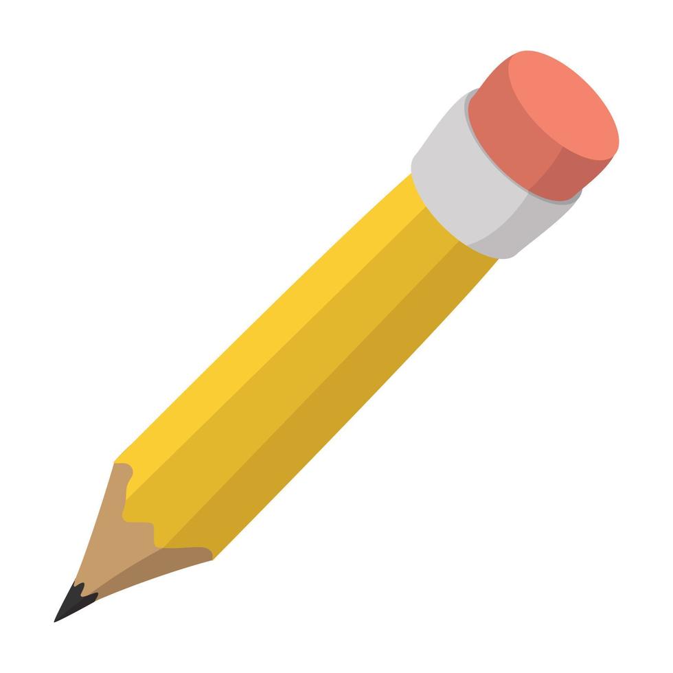 Pencil with eraser cartoon icon vector