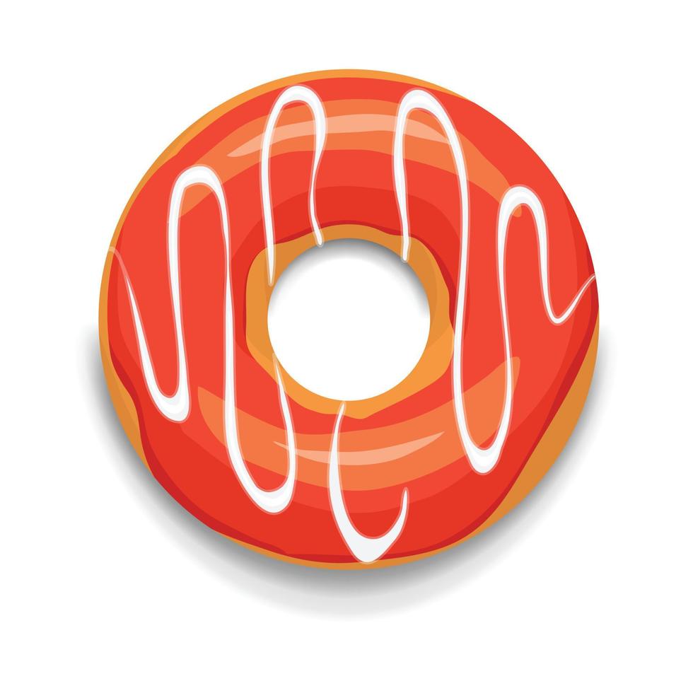 Glazed donut icon, cartoon style vector