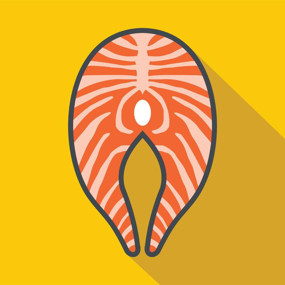 Salmon steak icon, flat style vector