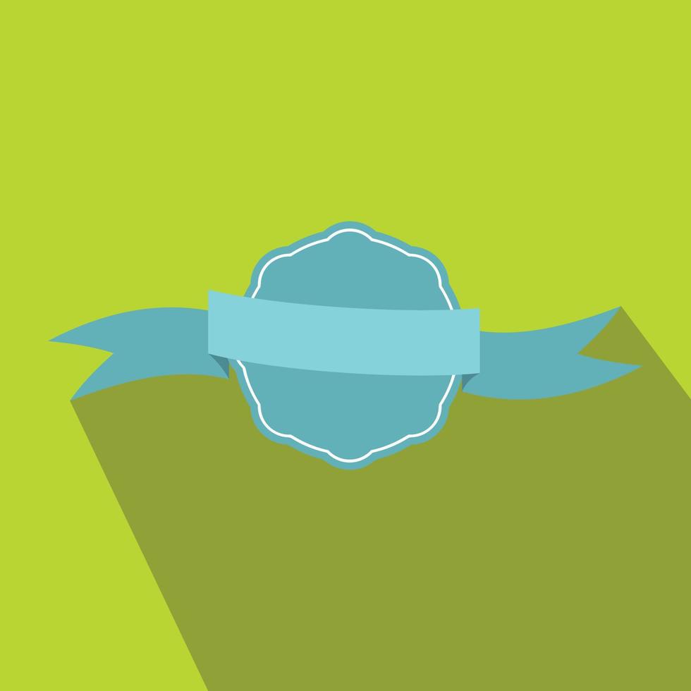 Blue rosette with ribbon icon in flat style vector