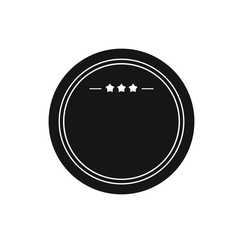 Round badge with three stars icon, simple style vector