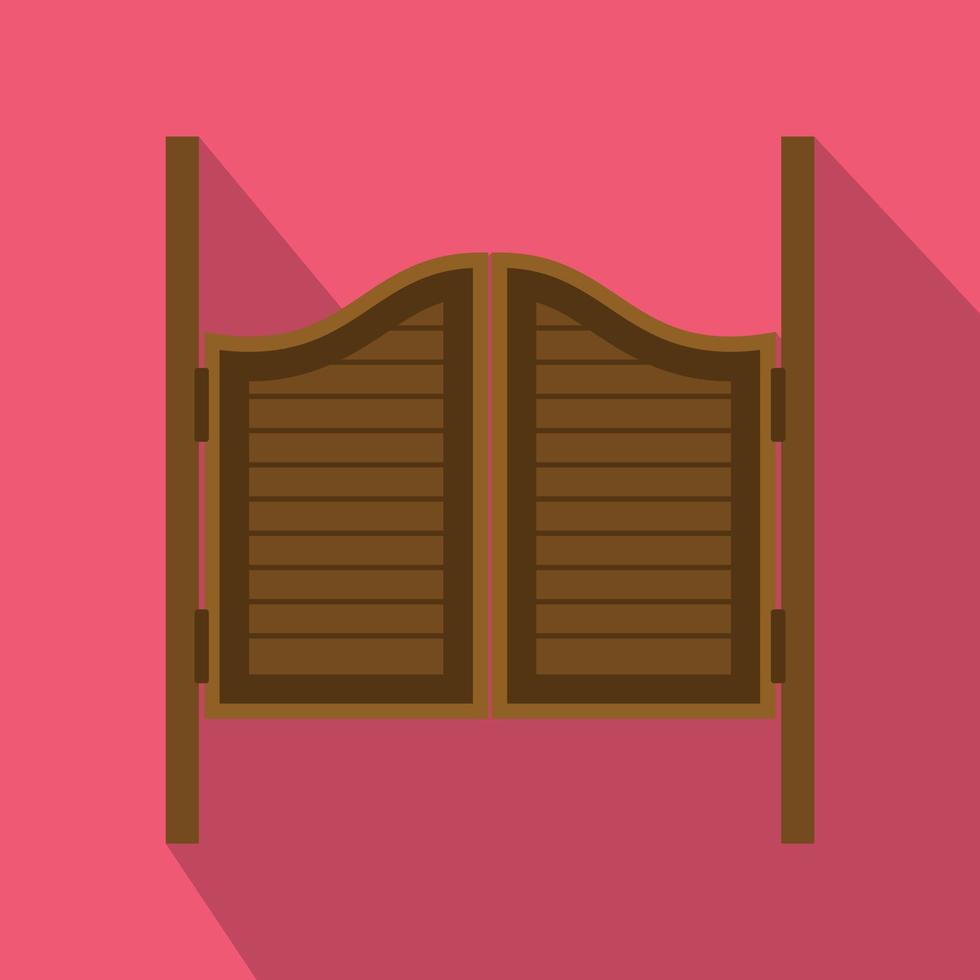 Doors in western saloon icon, flat style vector