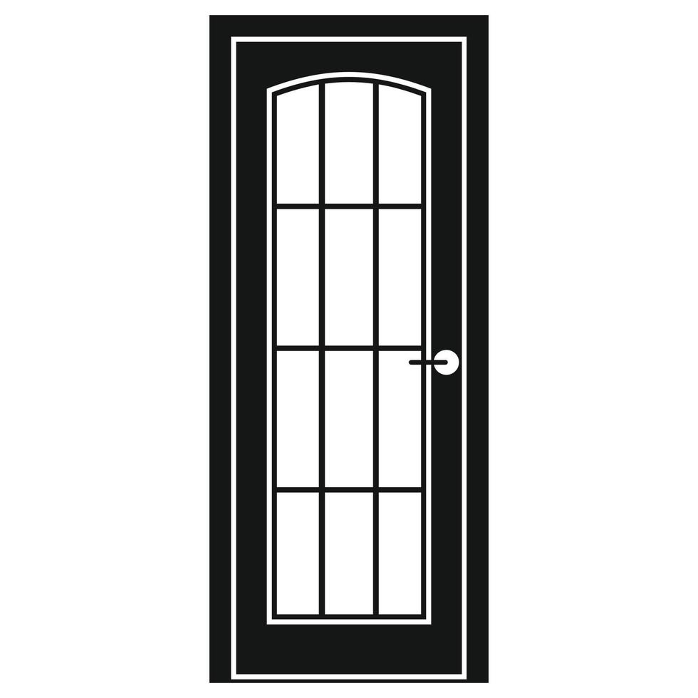 puerta con icono de vidrio, estilo simple vector