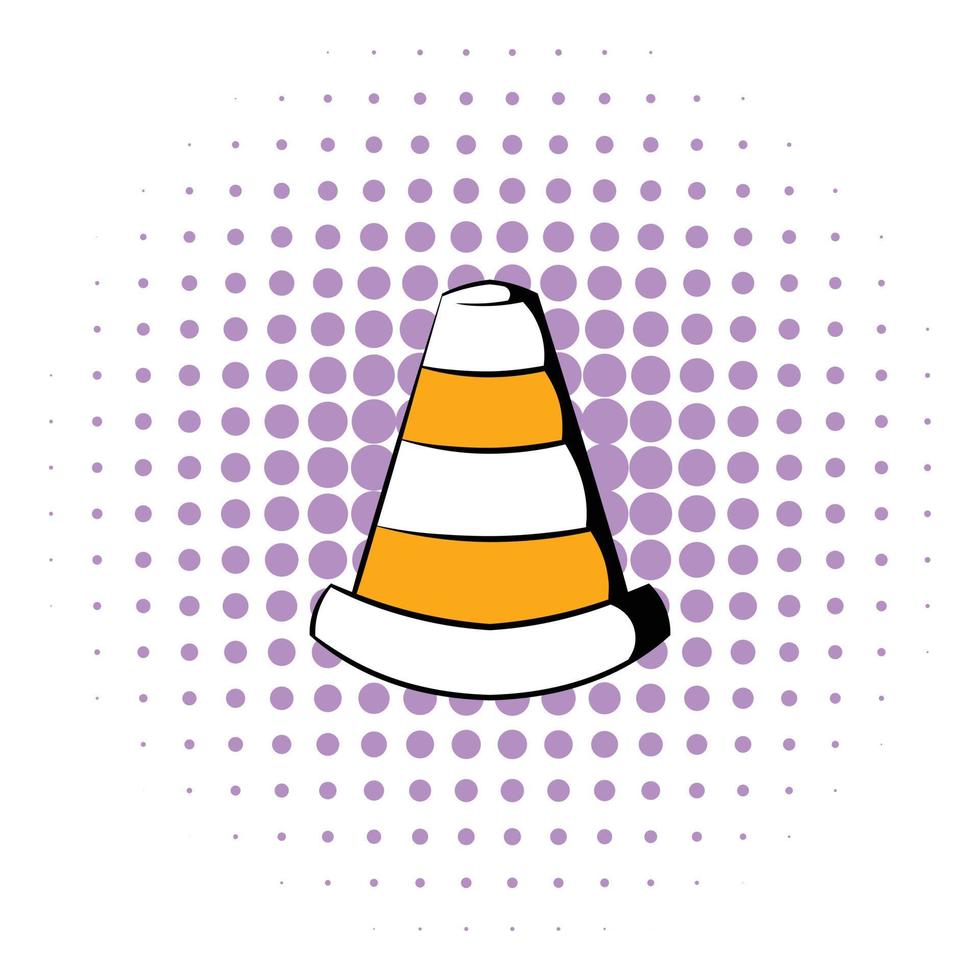 Traffic cone icon, comics style vector