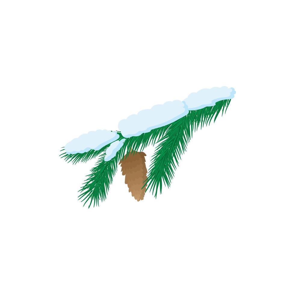 Pine branch icon, cartoon style vector