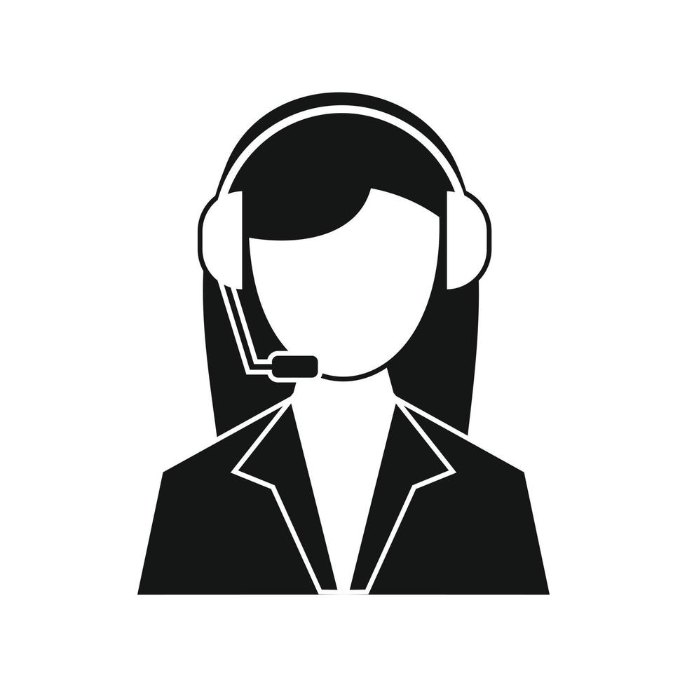 Support phone operator in headset icon vector