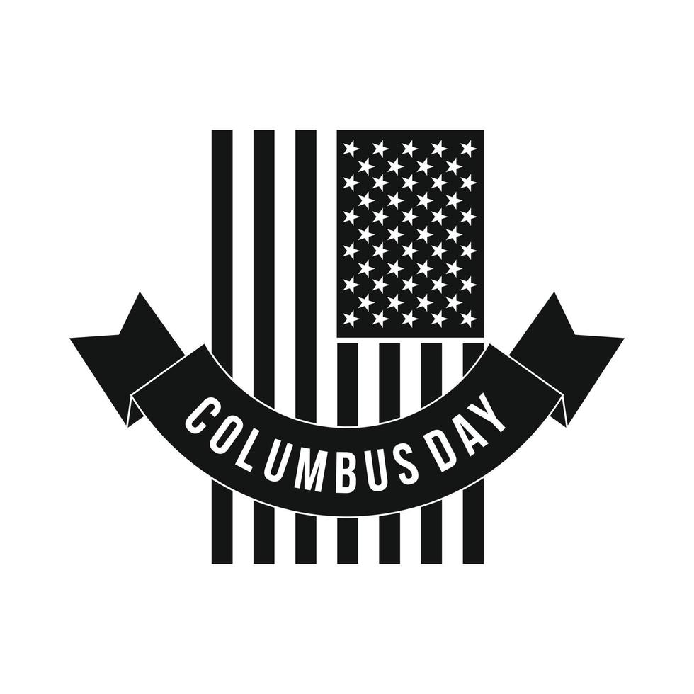 American flag with Columbus Day ribbon vector