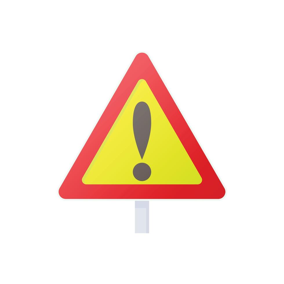 Warning sign icon, cartoon style vector