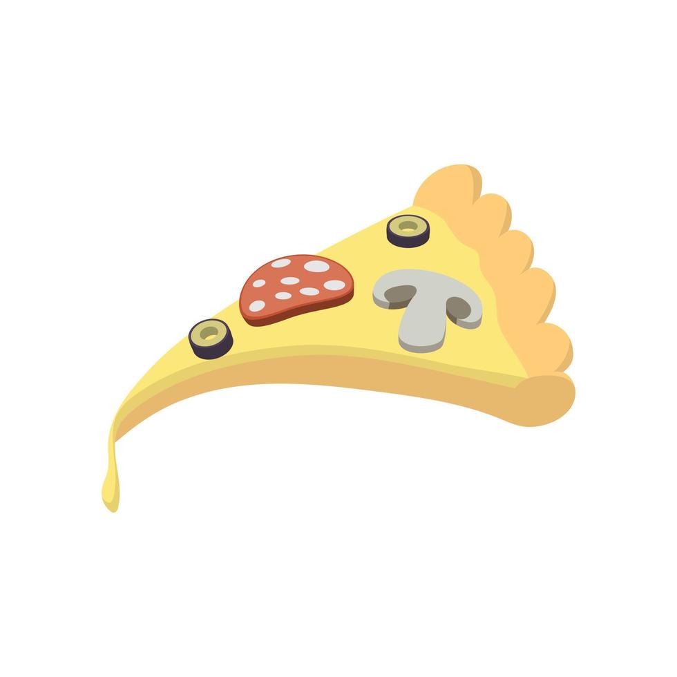 rebanada de icono de pizza, estilo de dibujos animados vector