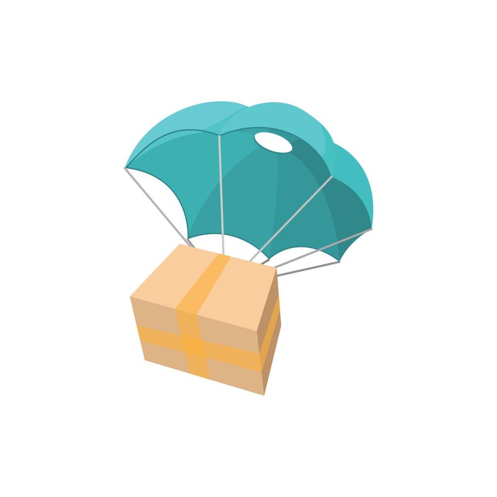 Package with parachute cartoon icon vector