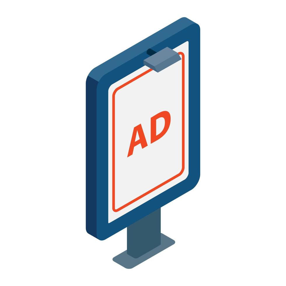 letrero para icono de anuncio, estilo 3d isométrico vector