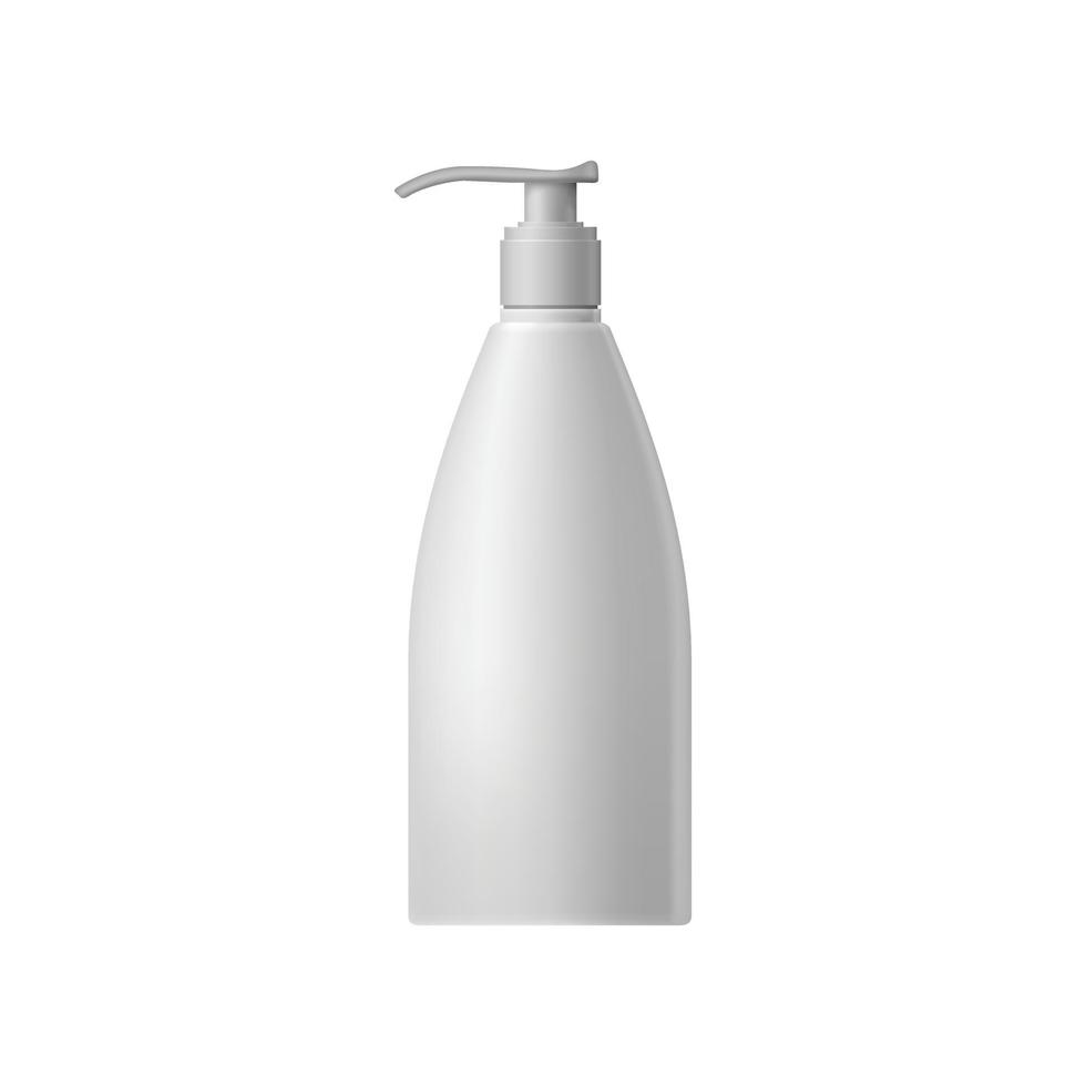 botella cosmética blanca en blanco con dosificador vector