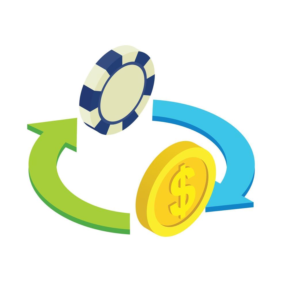 Exchange chip to dollar sometric 3d icon vector