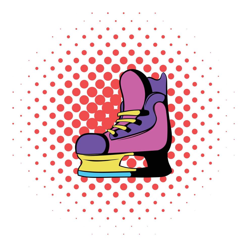 Ice hockey skates icon, comics style vector