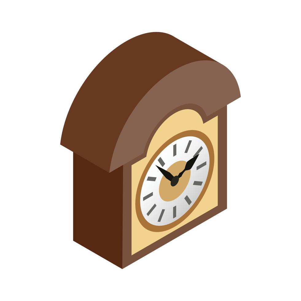 Vintage wall clock icon, isometric 3d style vector