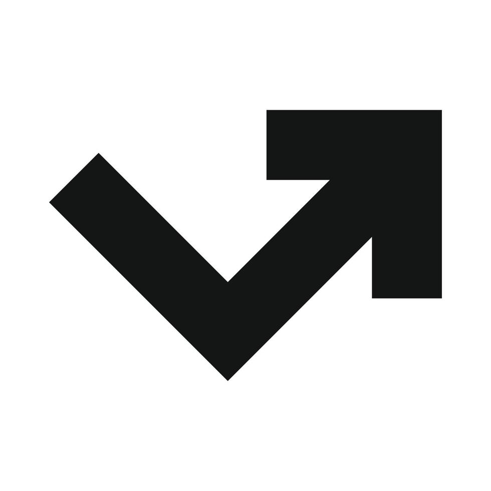 Arrow angle turning to right icon vector