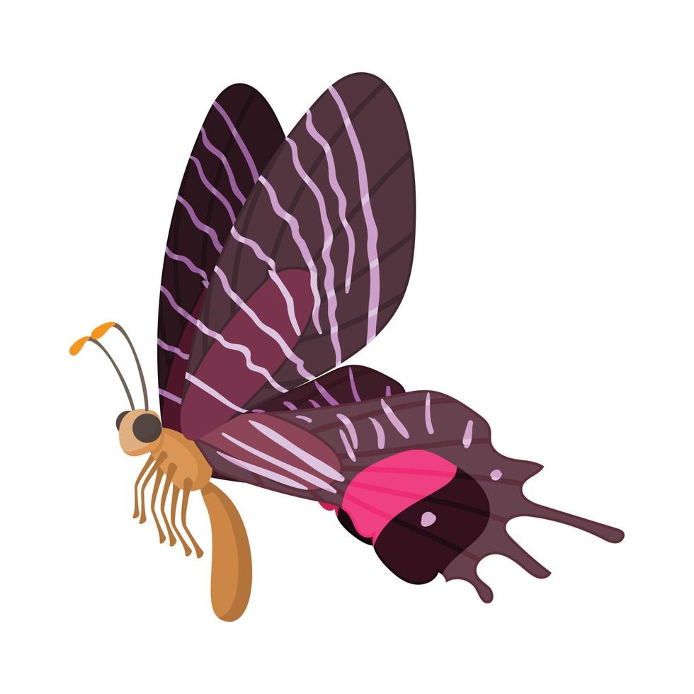 icono de mariposa colorida, estilo de dibujos animados vector