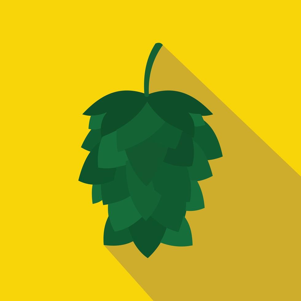 icono de cono de lúpulo verde en estilo plano vector
