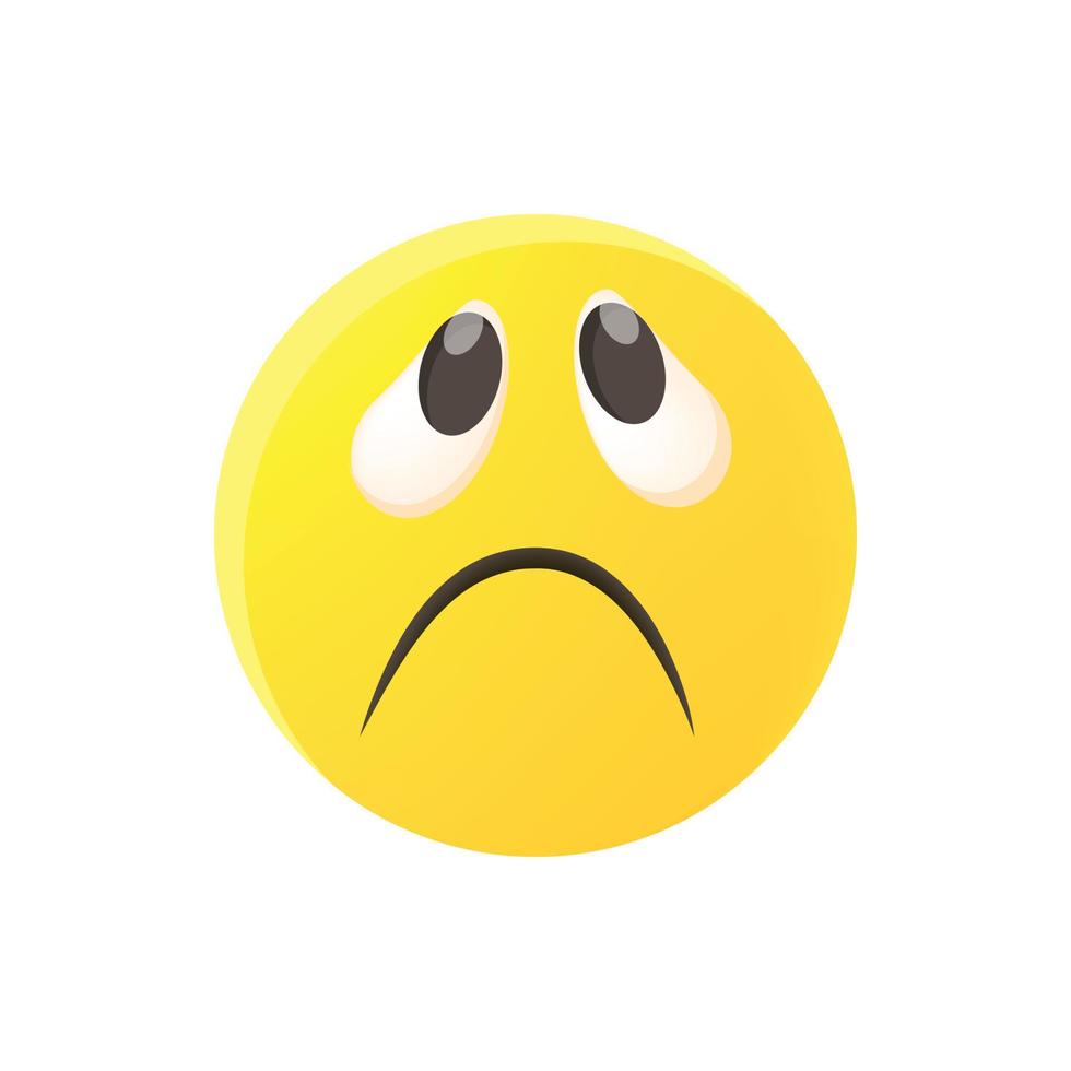 Sad emoticon icon, cartoon style vector