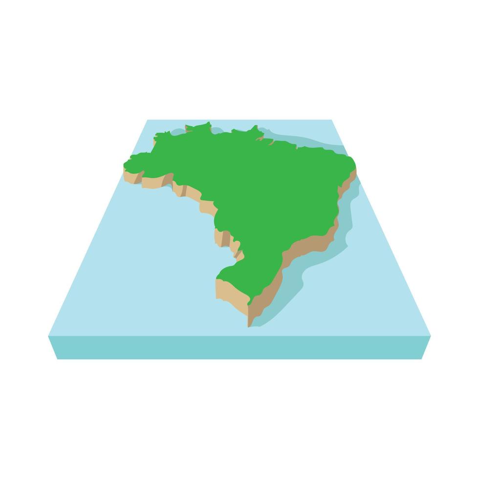 Brazil map icon, cartoon style vector