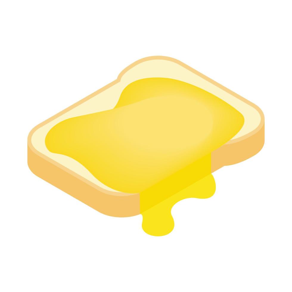 Slice of bread with honey isometric 3d icon vector