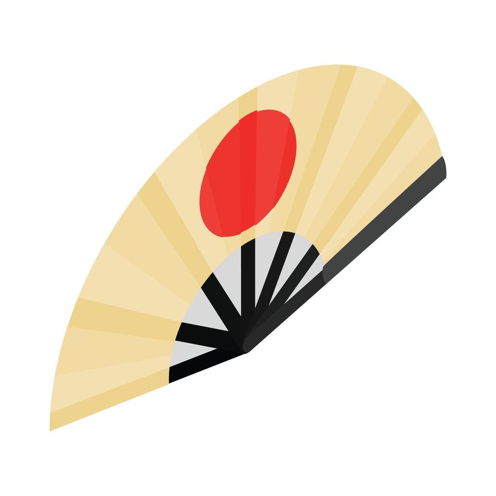 Japanese folding fan with the rising sun icon vector