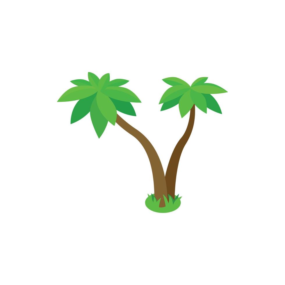 Two palm tropical trees icon, isometric 3d style vector