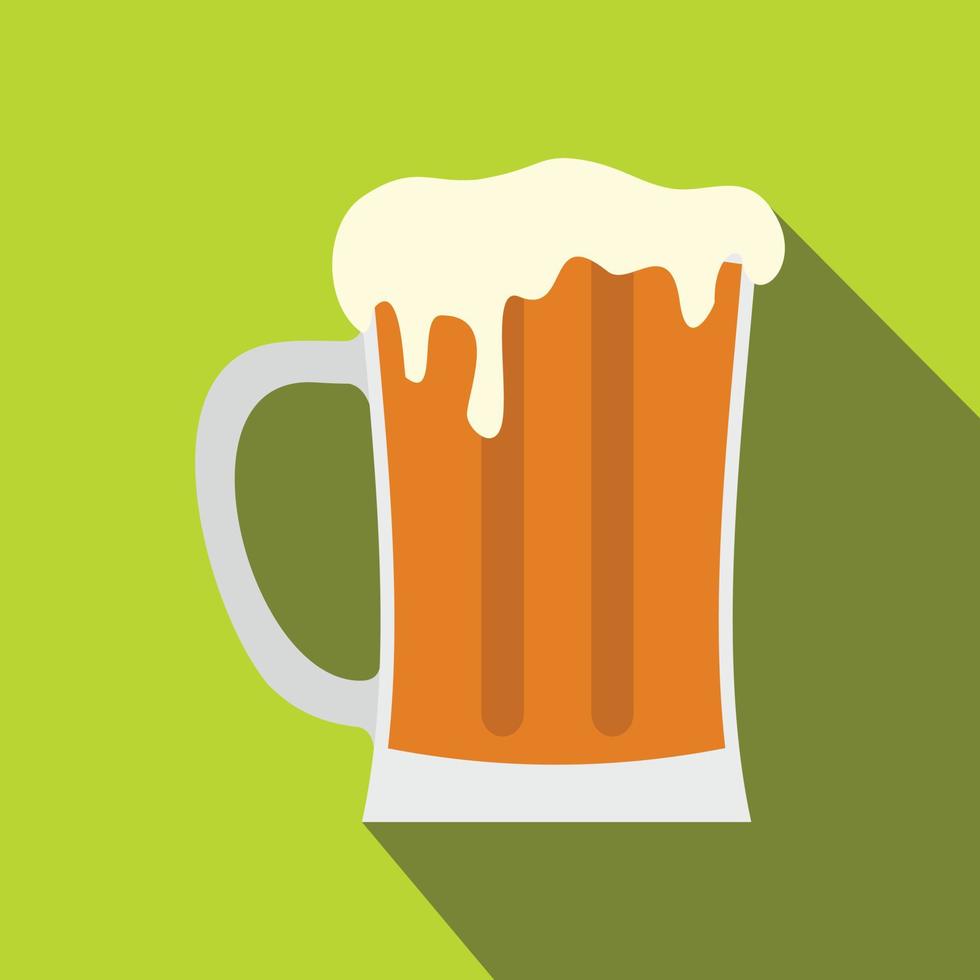 jarra de cerveza, icono, plano, estilo vector