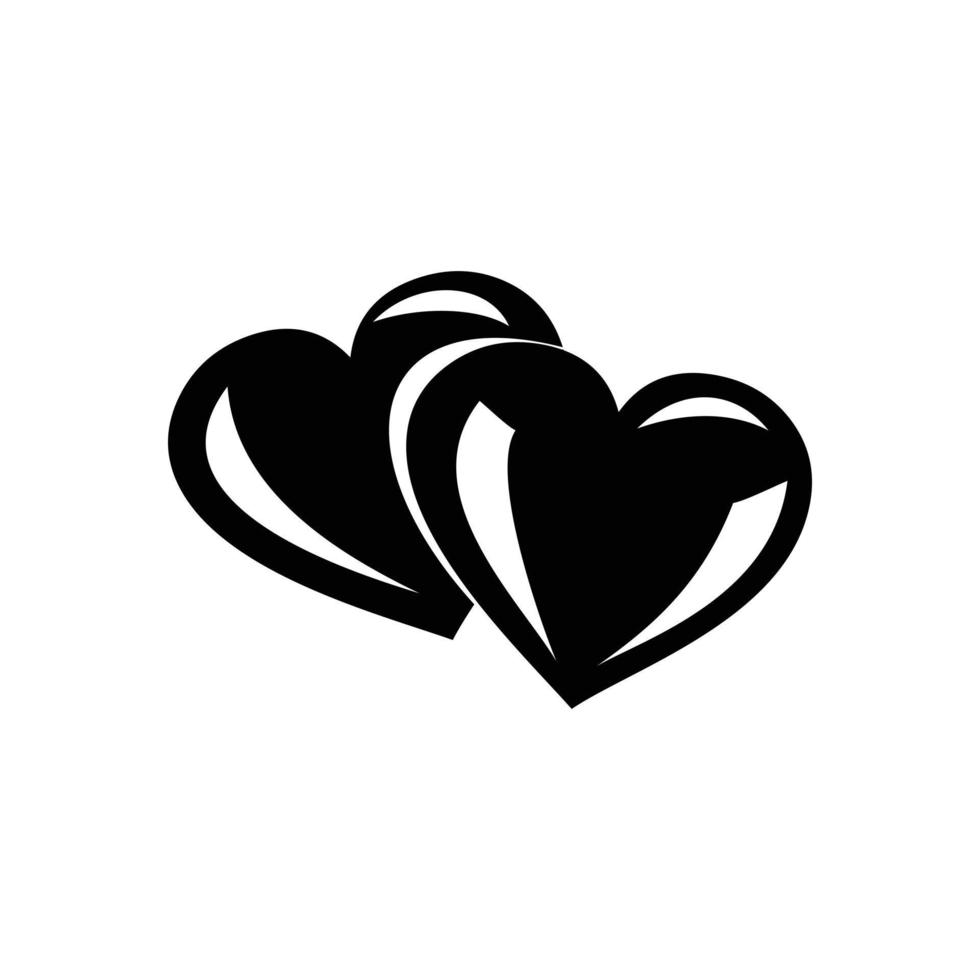 Two hearts simple icon vector